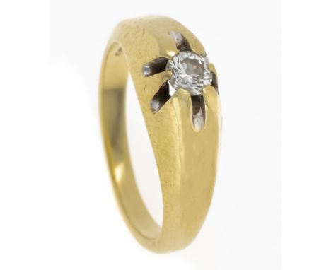 Brillant-Ring GG/WG 585/000 mit einem Brillanten 0,26 ct (punziert) W/VS, RG 53, 6,2 g