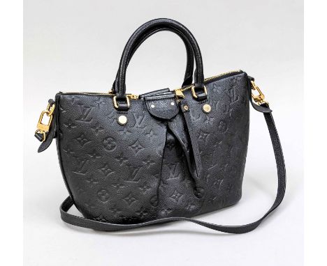 Louis Vuitton, Mazarine PM Monogram Empreinte Noir Bag, schwarzes genarbtes Leder mit geprägtem Logo im Rapport, goldfarbene 