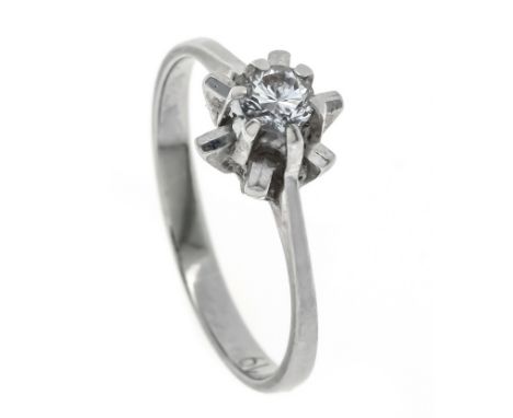 Brillant-Ring WG 750/000 ungest., gepr., mit einem Brillanten 0,15 ct W/VS, RG 50, 2,2 g
