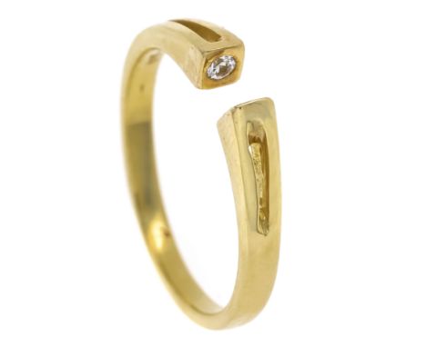 Offener Designer-Ring GG 585/000 mit 2 Brillanten, zus. 0,06 ct W/SI, RG 53, 2,5 g