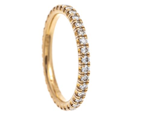 Cartier Wedding Band-Ring RG 750/000 mit 35 Brillanten, zus. 0,35 ct TW/VVS, RG 47, Cartier 47 750 UL 9377 punziert,1,7 g, mi