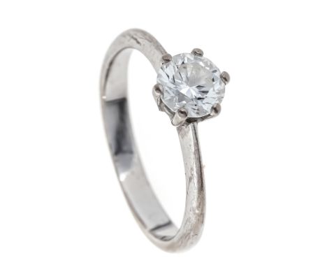 Brillant-Ring WG 750/000 mit einem Brillanten 0,50 ct (punziert) TW/VVS, RG 46, 2,0 g