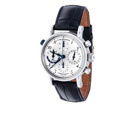 Chronoswiss, Tora, Herrenuhr, Chronograph, 24 Std. Anzeige, Datum, Ref. CH423, aus 09/2001, Zifferblatt ''Tiger'' Silber guil