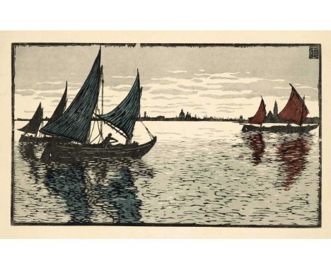 Carl Thiemann (1881-1966), ''Abend vor Venedig'', 1910. Farbholzschnitt auf Maschinenbütten, 1910, rechts oben im Stock monog