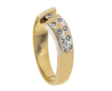 Brillant-Ring GG 585/000 mit 9 Brillanten, zus. 0,20 ct l.get.W-W/SI, RG 57, 5,7 g