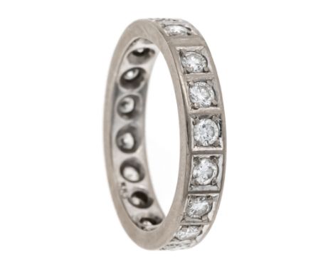 Memory Ring WG 750/000 rundherum mit Achtkantdiamanten, zus. 0,25 ct W/VS, RG 49, 2,3 g