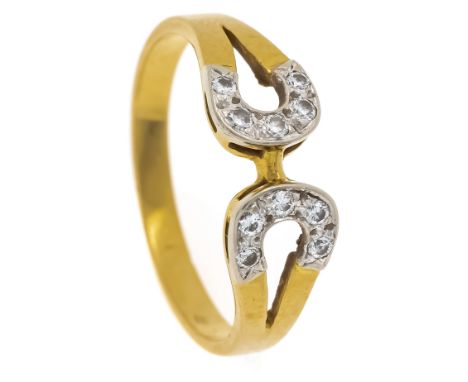 Brillant-Ring GG/WG 750/000 mit 10 Brillanten, zus. 0,10 ct W/SI, RG 56, 3,0 g