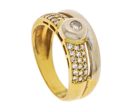 Brillant-Ring GG 750/000 ungest., gepr., mit 37 Brillanten, zus. 0,25 ct W/VS-SI, RG 53, 4,8 g