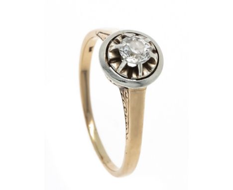 Art Déco Ring GG/WG 585/000 ungest., gepr., mit einem Altschliff-Diamanten 0,25 ct l.get.W-W/SI-PI, RG 56, 2,8 g