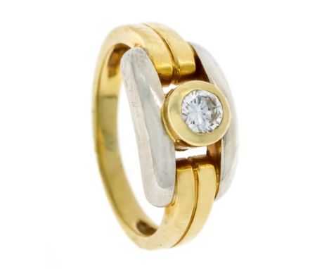 Brillant-Ring GG/WG 750/000 mit einem Brillanten 0,25 ct W/VS, RG 52, 5,6 g