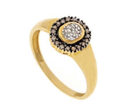 Diamant-Ring GG 585/000 mit Achtkantdiamanten, zus. 0,16 ct (gestempelt) fancy brown und l.get.W-W/SI-PI, RG 56, 2,5 g