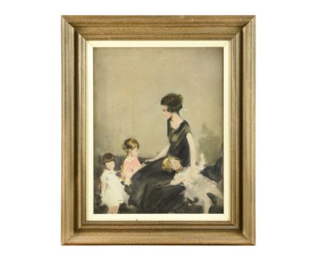 'Gwen with Diana, Elizabeth and Pauline', c. 1924 oil on canvas 44 x 34.5cmFootnote: Provenance: Pauline Booth-James (d. 2006