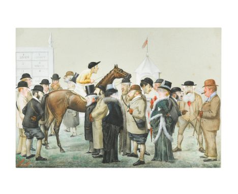 Newmarket race meeting, November 30, 1895, with the Prince of Wales, the Duke of Portland, the Earl of Rosebery and others si