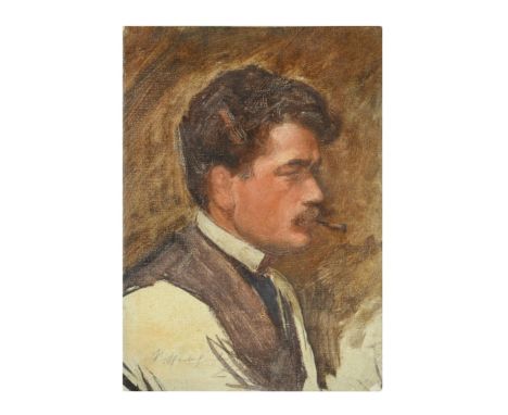 Self-portrait as a young man smoking signed lower left 'Raffaello Gambogi' oil on artist's board 25 x 18cmFootnote: Provenanc