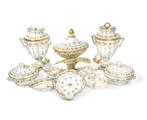 decorated with scattered pink roses and floral sprays, comprising: sixty-six 24cm diameter plates, four 28cm diameter plates,