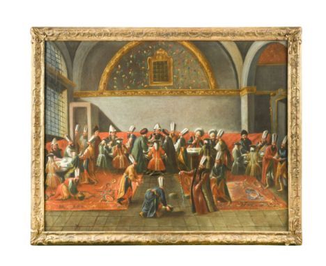 A Dinner given by the Grand Vizier in honour of an Ambassador in the Topkapi Palace, Constantinople oil on canvas 98 x 125cmF