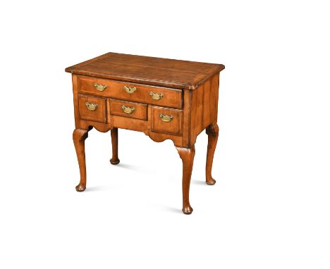 the cross banded and moulded edge top over four drawers and shaped apron on cabriole legs 69 x 71 x 45cmFootnote: Provenance: