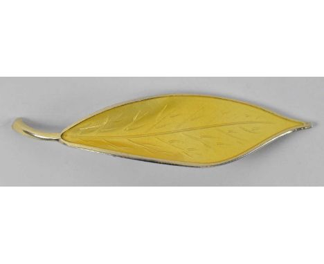 DAVID ANDERSEN; a Norwegian sterling silver and yellow enamel leaf brooch, length 7cm.Condition Report: No scratches or chips