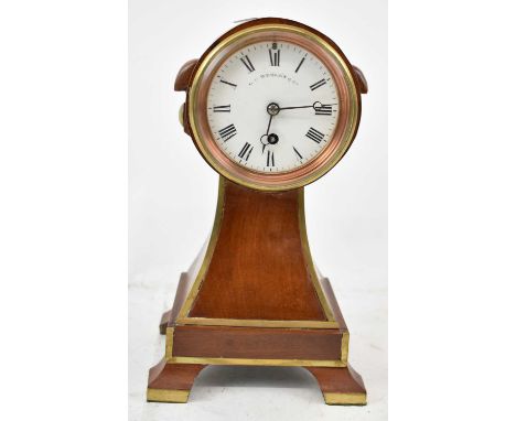 G P WEHLEN &amp; CO; an early 20th century mahogany and brass mantel clock, height 27cm.Condition Report: Lacking pendulum.