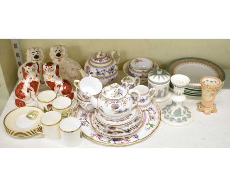 A mixed lot of 19th century and later ceramics including Royal Worcester tea ware and coffee cups with saucers, two pairs of 