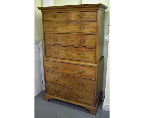 A 19th century mahogany chest on chest on bracket feet, comprising two short drawers and six long drawers, height 179.5cm, wi