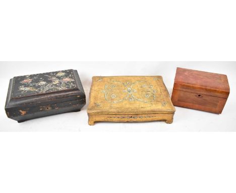 A decorative gilt shaped rectangular box, 40 x 30cm, a Japanese lacquer and mother of pearl inlaid box, width 34.5cm and a Vi