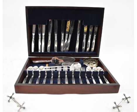 A Community Plate part canteen of cutlery comprising six tablespoons, twelve forks, twelve knives, serving fork, serving spoo