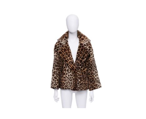 A DRIES VAN NOTEN LEOPARD PRINT RABBIT FUR JACKET
Featuring oversized peak lapels, structured shoulders, and a concealed snap