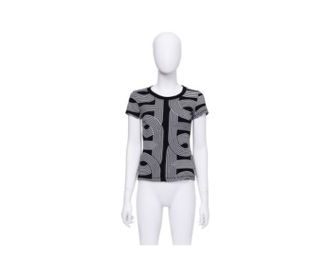 AN HERMÈS 'CIRCUIT 24'  JACQUARD TOP
Featuring a black and white geometric pattern, and ribbed crew neckline
Size 36
Ownershi