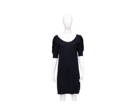 A LOUIS VUITTON NAVY KNIT DRESS BY NICOLAS GHESQUIERE Textured floral appliqué on sleeves, scoop neckline From 2014 Fall/Wint