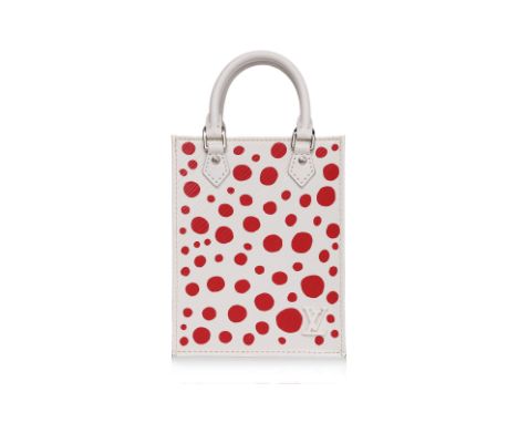 A LOUIS VUITTON X YAYOI KUSAMA PETIT SAC PLAT
White Epi leather with red 'Infinity Dots', rolled top handles and adjustable/d