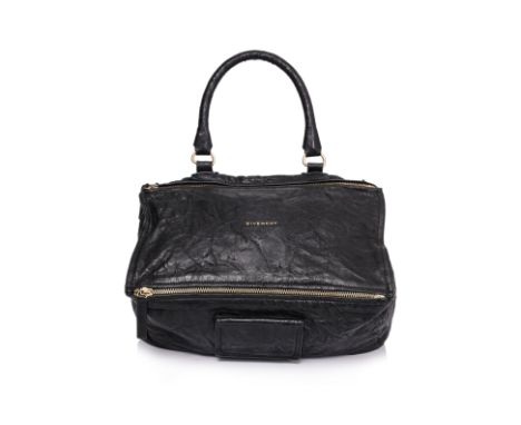 A GIVENCHY PANDORA LARGE LEATHER SATCHEL
Black lambskin with gold-tone hardware, a single rolled handle and shoulder strap, a