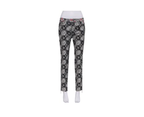 A PAIR OF LOUIS VUITTON GRAPHIC PRINT DENIM
With an allover black and white design with red accents at the waistband, featuri