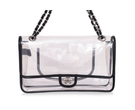 A CHANEL PVC 'NAKED' CLASSIC SINGLE FLAP BAG
Black lambskin leather trim, silver-tone hardware, leather and chain-link should
