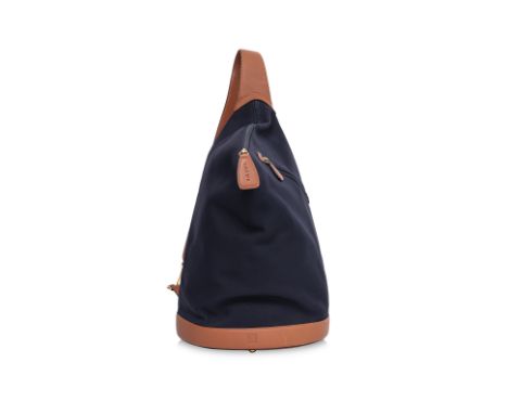 A LOEWE ANTON CROSSBODY BAG
Navy stretchable cloth with brown leather trim, featuring a single adjustable shoulder strap inte