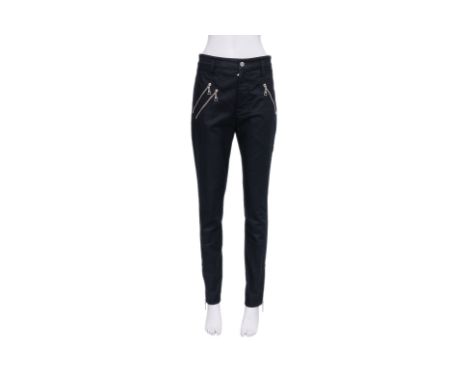 A PAIR OF LOUIS VUITTON BLACK PANTS
With zippered front pockets, ankle zips, and belt loops
Size 38
Ownership Statement: This