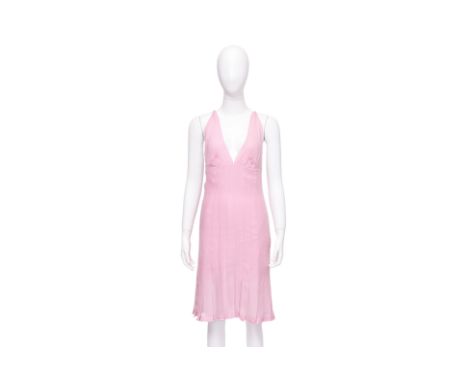 A CHANEL PINK SLEEVELESS SILK DRESS
Featuring a plunge neckline and pleated hem
From 2004 Cruise collection
Size 36
Ownership