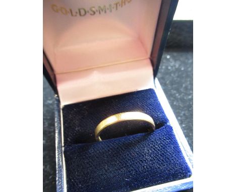 Hallmarked 18ct yellow gold wedding band with inscription "My Love Always", B.Bros, London, 750, size R, 3.1g 