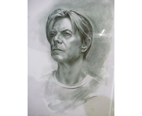 Terry Kneeshaw (C20th), "To The Girl With The Mousy Hair", head and shoulder portrait of David Bowie, ltd. ed. print 2/10, si