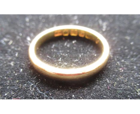 Hallmarked 22ct yellow gold wedding band by H.A, 22, Birmingham, size K, 3.3g 