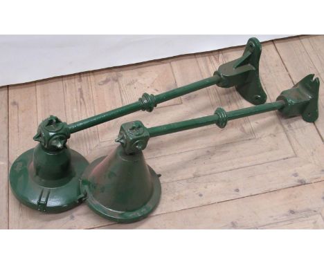 Two green painted Vintage metal outside lights 