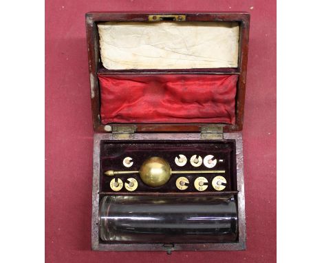 Late C19th Sikes Hydrometer in original box with glass beaker 