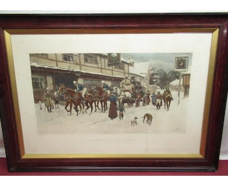 After Gilbert Wright (1880-1958); 'Preparing for a heavy Stage, colour print, 50cm x 75cm 