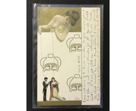 RAPHAEL KIRCHNER ART NOUVEAU POSTCARD - POSTED 1905