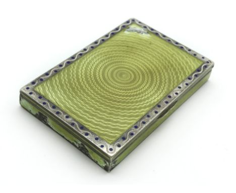 ART DECO HALLMARKED SILVER AND ENAMEL BOXWeight: 152g / App.size: 8.5cm x 5.5cm