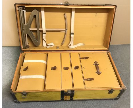 LOUIS VUITTON EARLY 20th CENTURY VINTAGE STEAMER WARDROBE TRUNK SERIAL NUMBER 048728THE INTERIOR FITTED WITH DRAWERS AND HANG