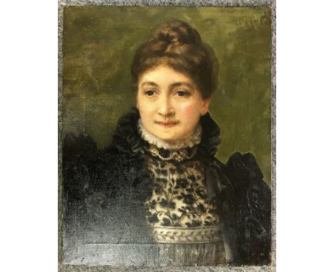 Francis H Eastwood fl 1875-1908 British. Oil on canvas. “Portrait of a Society Lady”. Faintly signed top right and on the str