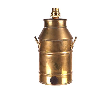 A novelty Hedgehog Design brass table lamp in the form of a milk churn, 21cms high excluding fittings.Condition ReportThe bra