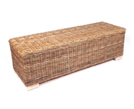 A Maison du Monde Key West mahogany and rattan bed bench ottoman, 130 by 46 by 41cms high.Condition ReportGood condition