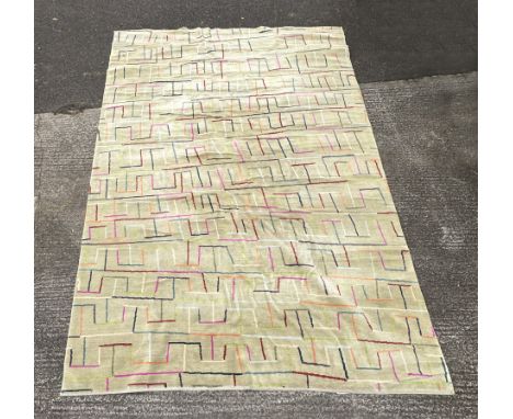 A Robert Stephenson Indian Carpet Kalahari modern design floor rug with colourful geometric pattern, 285 by 455cms.Condition 